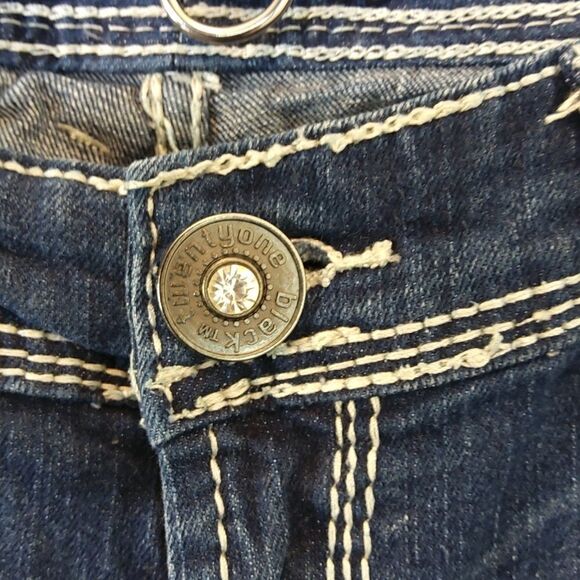 Twenty-one black five pocket distressed curvy slim bootcut jeans - Picture 6 of 16